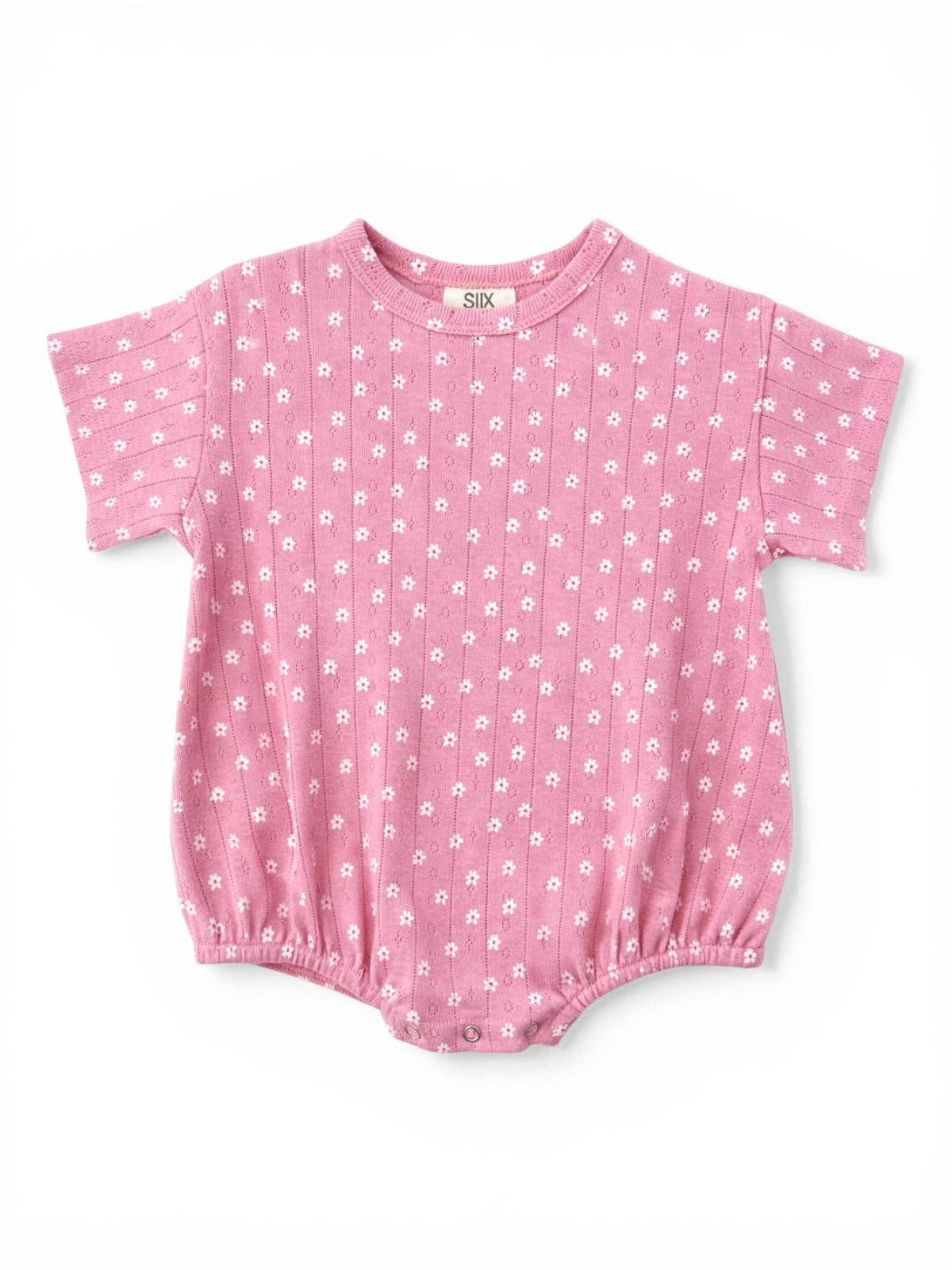 Pink Flower Organic Pointelle T-Shirt Bubble