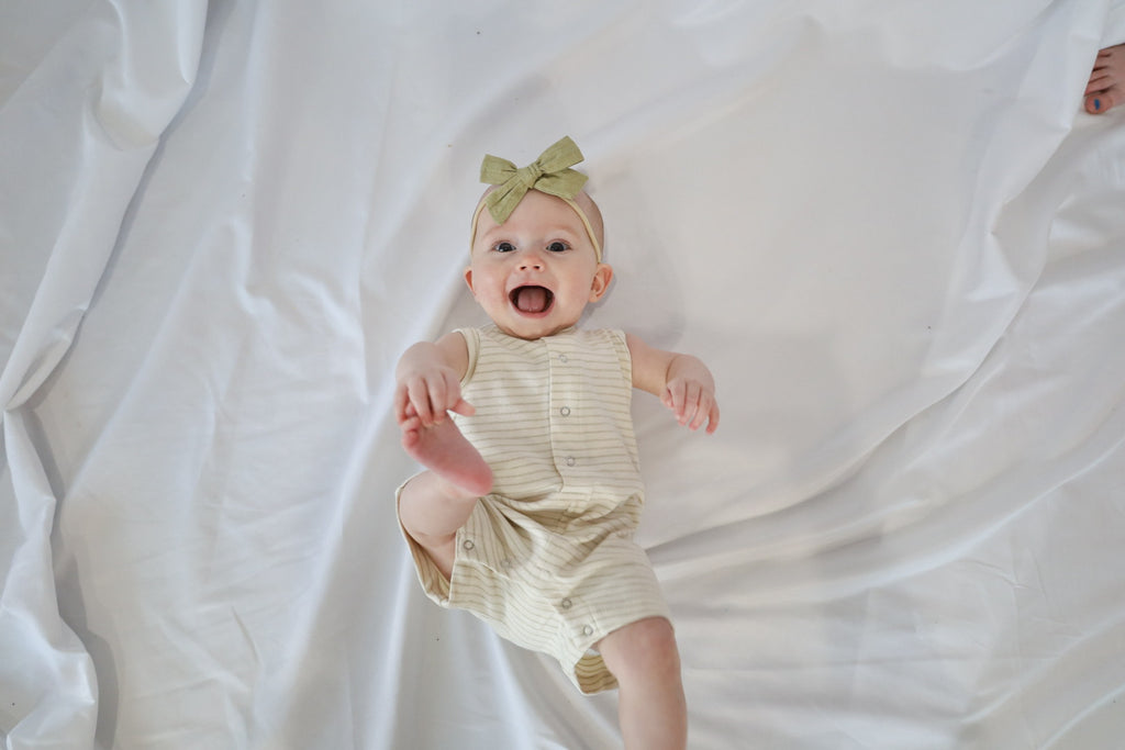 Sage Pencil Stripe Shortie Romper