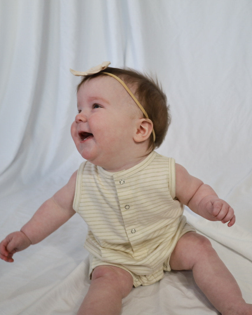 Sage Pencil Stripe Shortie Romper