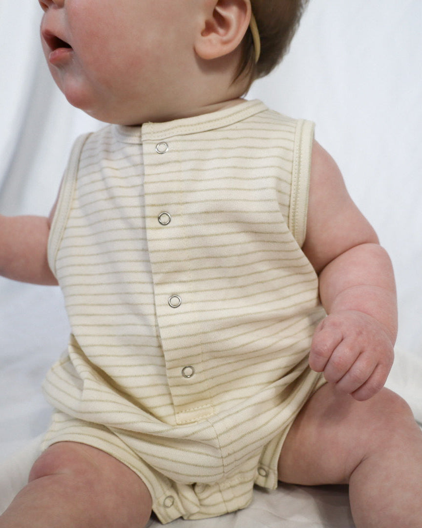 Sage Pencil Stripe Shortie Romper