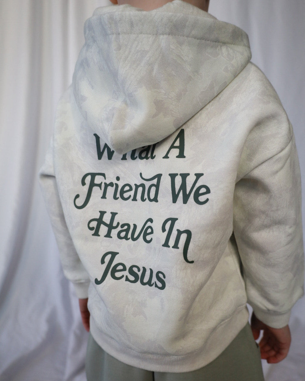 What a Friend in Jesus Camo Kids Hoodie