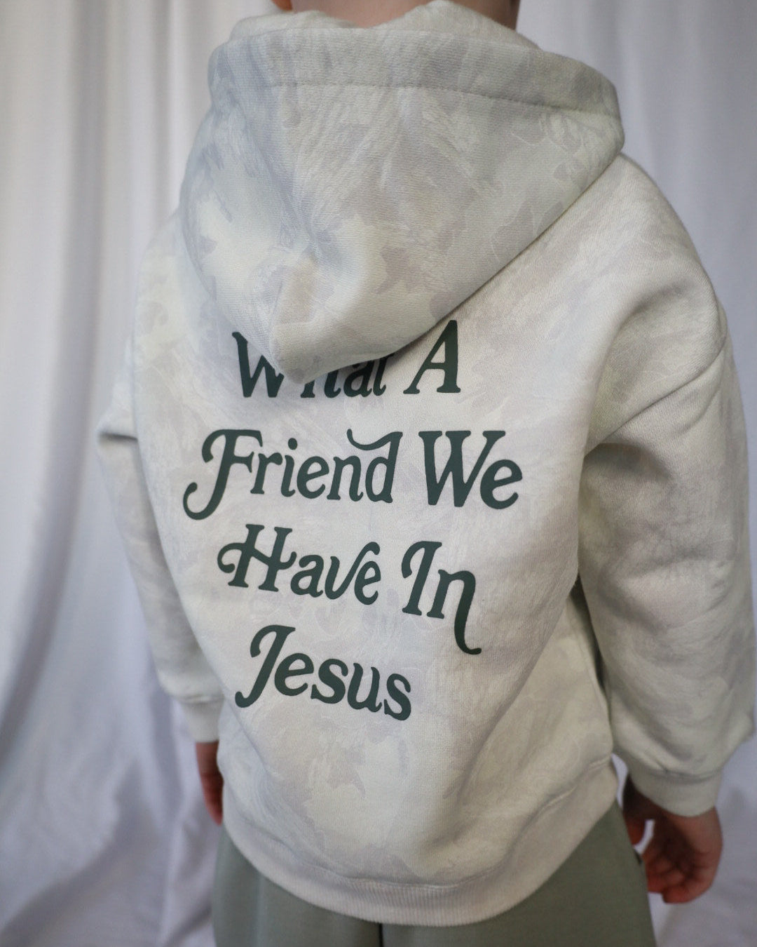 What a Friend in Jesus Camo Kids Hoodie