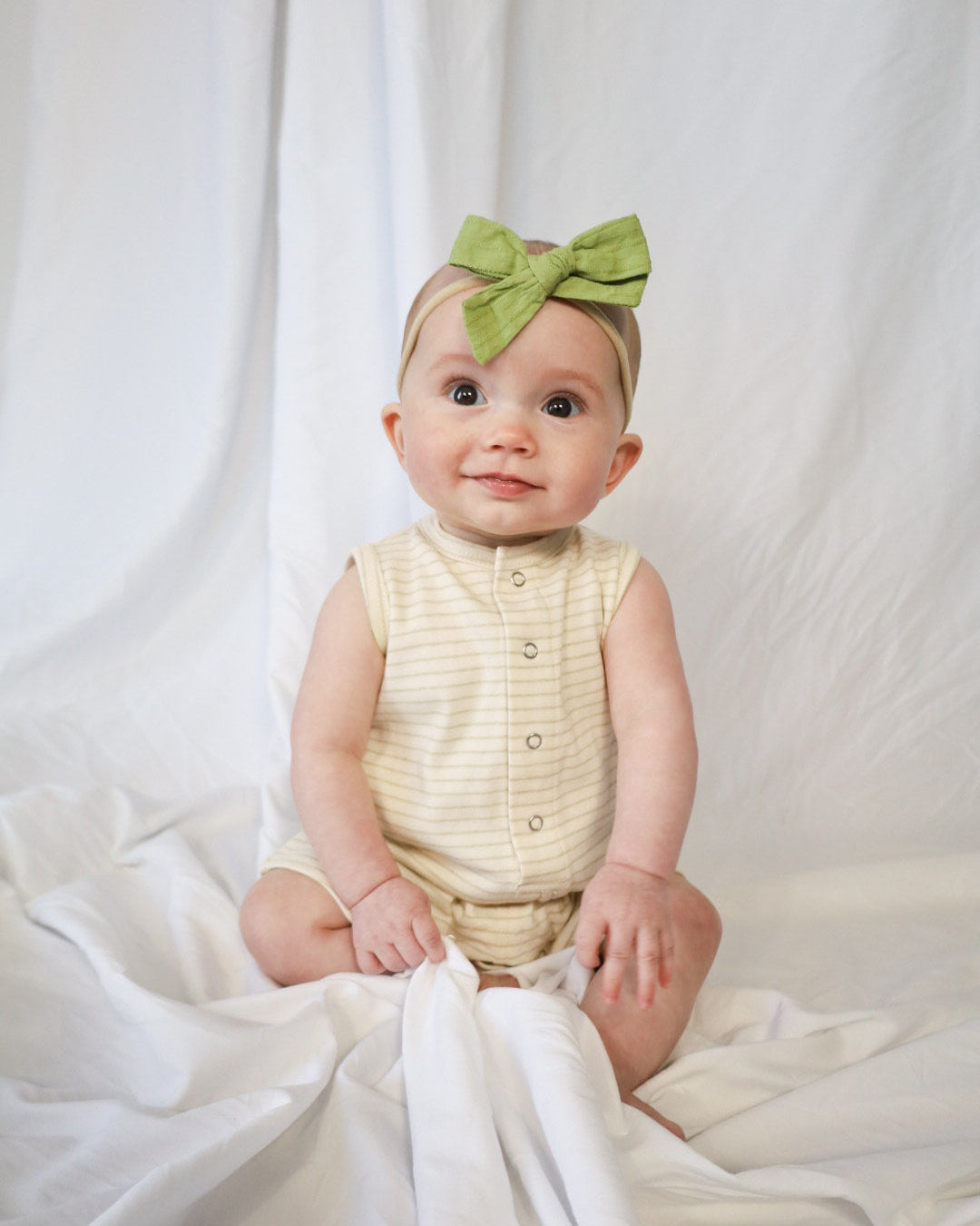 Sage Pencil Stripe Shortie Romper