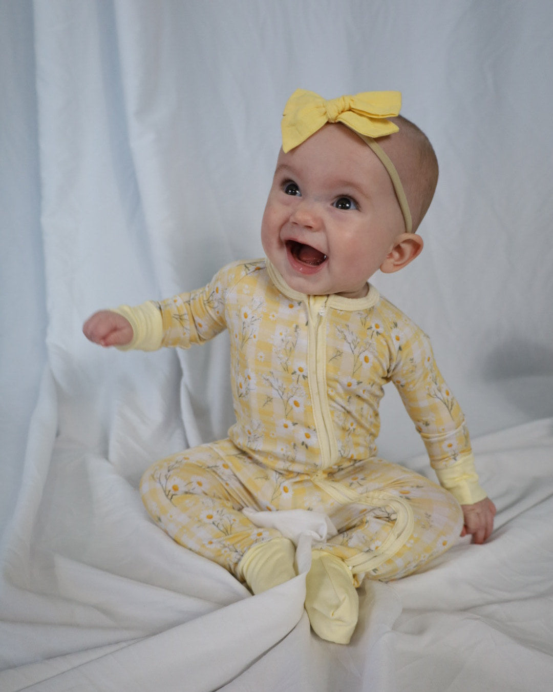 Yellow Daisy Bamboo Convertible Zipper Romper
