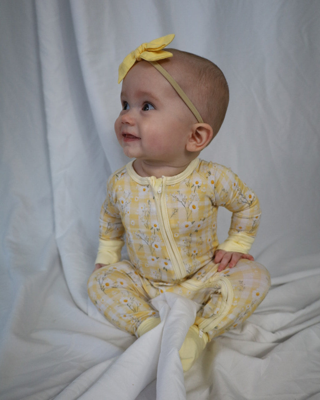 Yellow Daisy Bamboo Convertible Zipper Romper