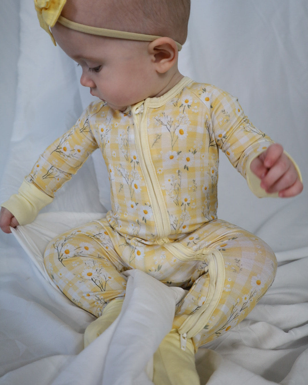 Yellow Daisy Bamboo Convertible Zipper Romper